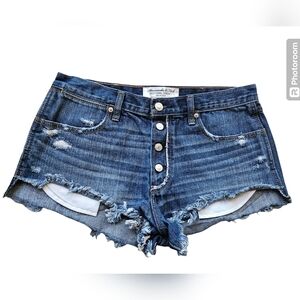 Abercrombie & Fitch Festival Short High Rise Denim Button Fly